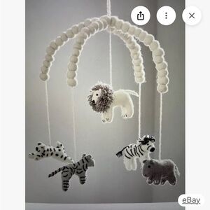 West Elm Felt Animal baby mobile in Black and White